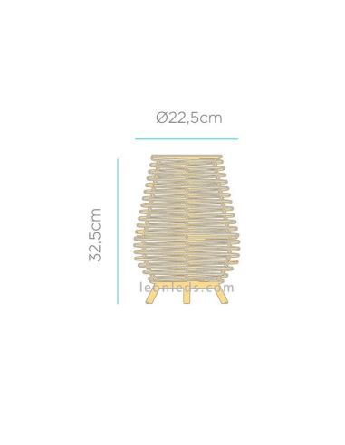 Bossa lampadaire portable rechargeable naturel 30 dimensions | Éclairage LeonLeds