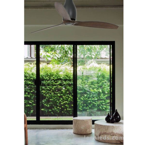 Ventilateur de plafond Environment noir mat et bois Eterfan avec moteur DC 32004 Faro Barcelona | leonleds