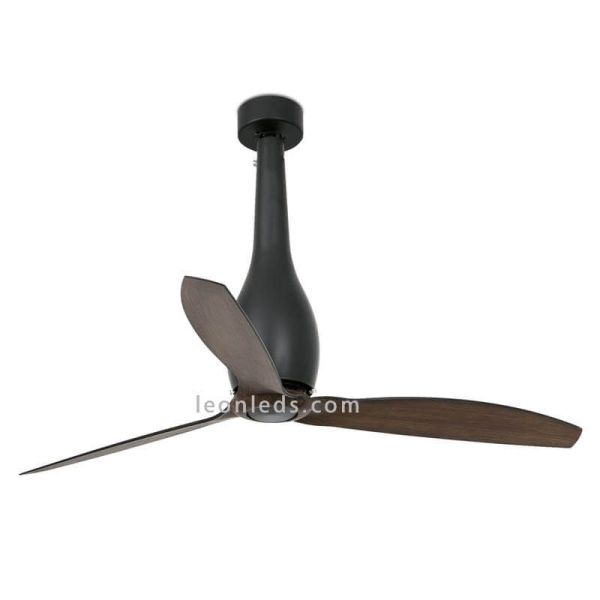 Ventilador de Techo Negro Mate y Madera Eterfan con motor DC 32004 Faro Barcelona | LeonLeds
