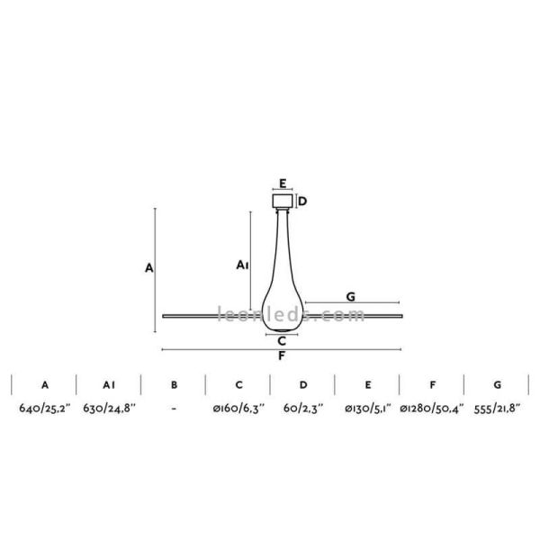 Dimensiones de Ventilador de Techo Blanco Brillo Eterfan con motor DC Faro Barcelona | LeonLeds