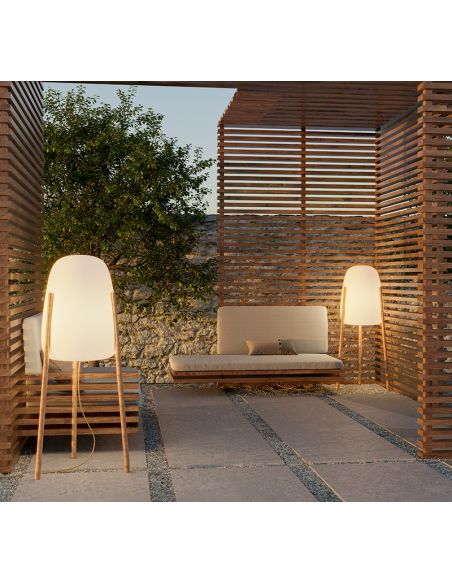 Lámpara de pie exterior madera con cable Rocket 145 cm regulable| LeónLeds Iluminación
