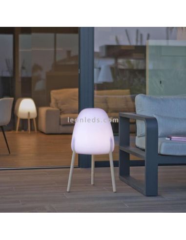Lámpara de pie exterior madera con cable Rocket 70 regulable | LeónLeds Iluminación