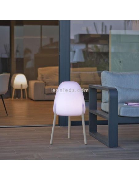 Lámpara de pie exterior madera con cable Rocket 70 regulable | LeónLeds Iluminación