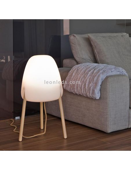 Lámpara de pie exterior madera con cable Rocket 70 cm nórdica | LeónLeds Iluminación