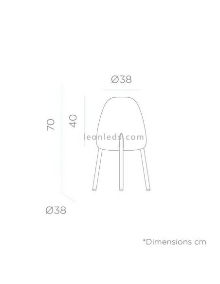 Dimensiones lámpara de pie exterior madera con cable Rocket 70 cm | LeónLeds Iluminación