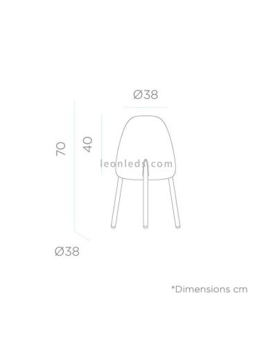 Dimensiones lámpara de pie Rocket 70 solar y recargable exterior| LeónLeds Iluminación
