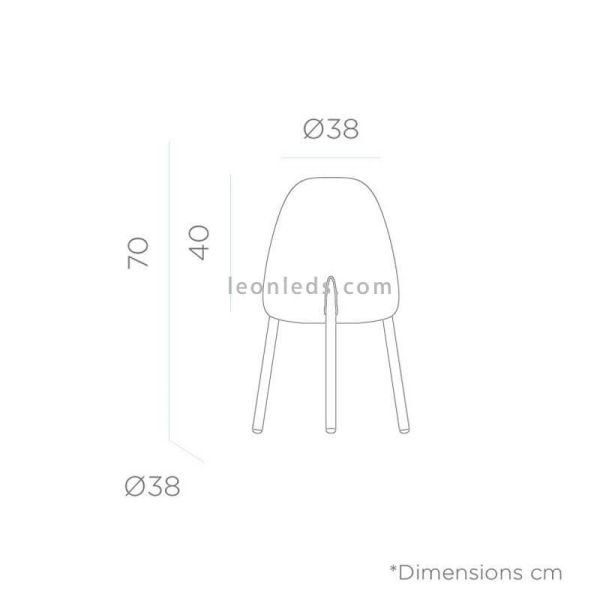 Dimensiones lámpara de pie Rocket 70 solar y recargable exterior| LeónLeds Iluminación