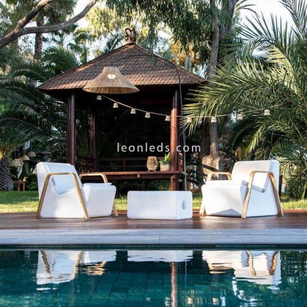 Lampadaire LED portable fibres naturelles Nice photo d'ambianceNouveau jardin | Éclairage LeonLeds