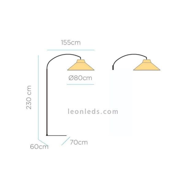 Lámpara de pie portátil fibras naturales a mano Niza dimensiones New garden | LeonLeds Iluminación