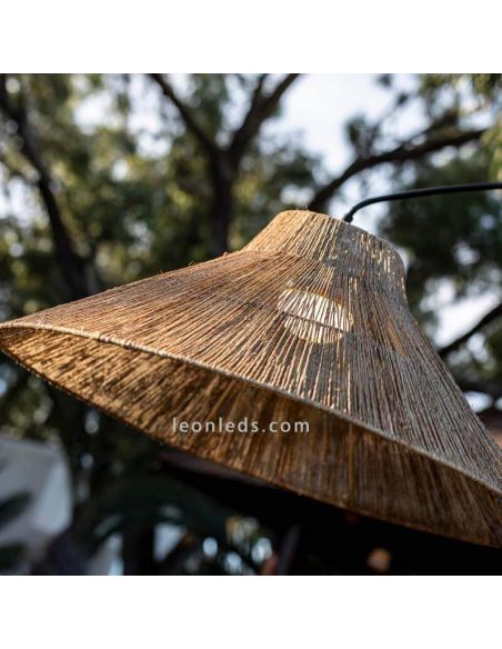 Luminária de chão portátil fibras naturais Belo detalhe da foto abajur Novo jardim | Leon Iluminação LED