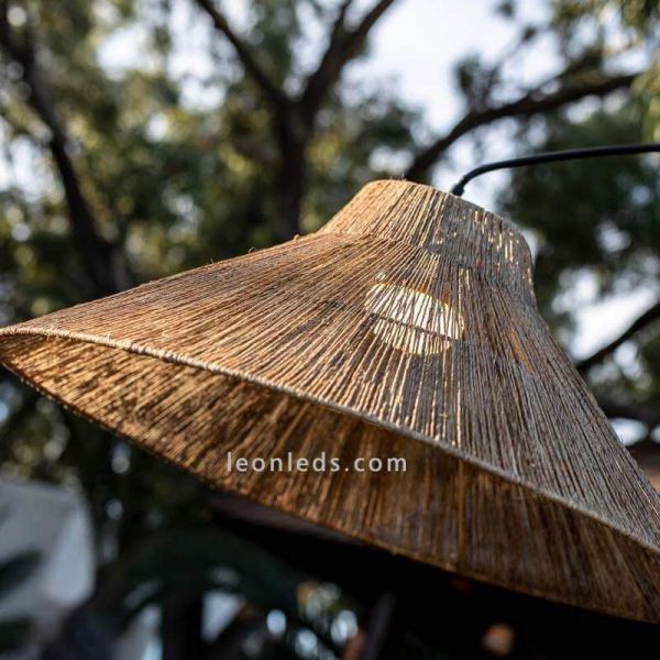 Lámpara de pie portátil fibras naturales Niza foto detalle pantalla New garden | LeonLeds Iluminación
