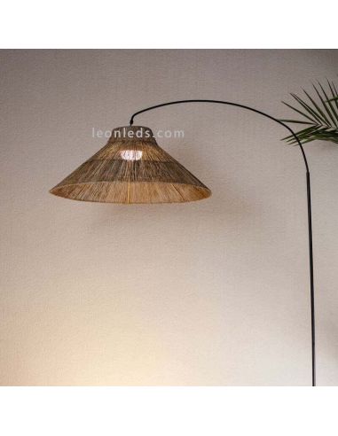 Lámpara LED de pie portátil fibras naturales Niza desmontable 2 en 1 New garden | LeonLeds Iluminación