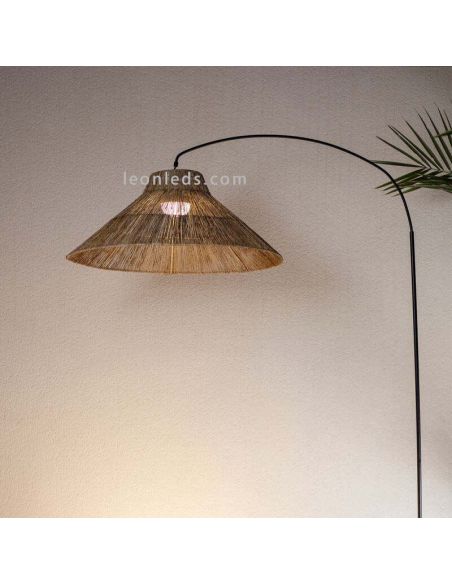 Lámpara LED de pie portátil fibras naturales Niza desmontable 2 en 1 New garden | LeonLeds Iluminación