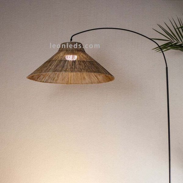 Lámpara LED de pie portátil fibras naturales Niza desmontable 2 en 1 New garden | LeonLeds Iluminación