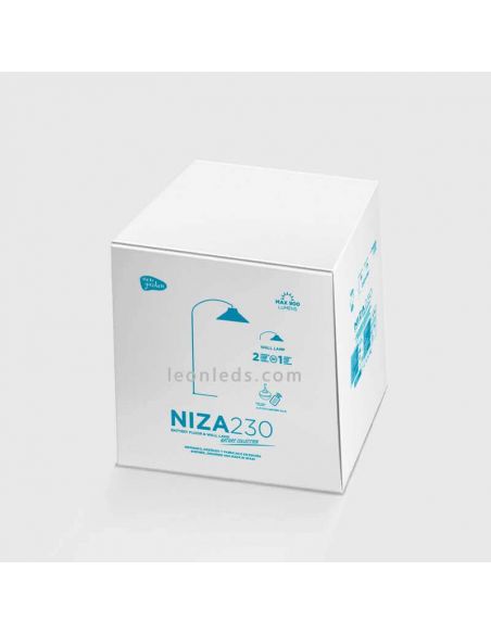 Lámpara LED de pie portátil fibras naturales Niza foto paquete New garden | LeonLeds Iluminación