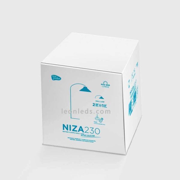 Lámpara LED de pie portátil fibras naturales Niza foto paquete New garden | LeonLeds Iluminación