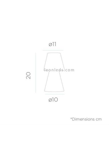 Dimensiones lámpara de mesa LED Lola 20 portátil 2 formatos disponibles