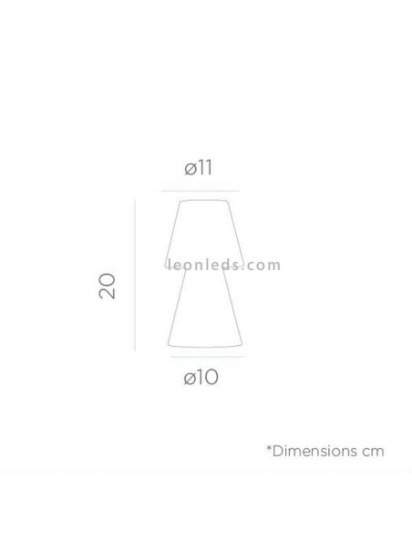Dimensões do candeeiro de mesa LED portátil Lola 20 2 formatos disponíveis