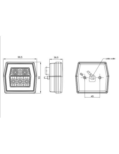 Feu arrière à LED 3 fonctions, clignotant de position de frein avec connecteur à baïonnette, câble 12-36 V, remorque, camion 24 