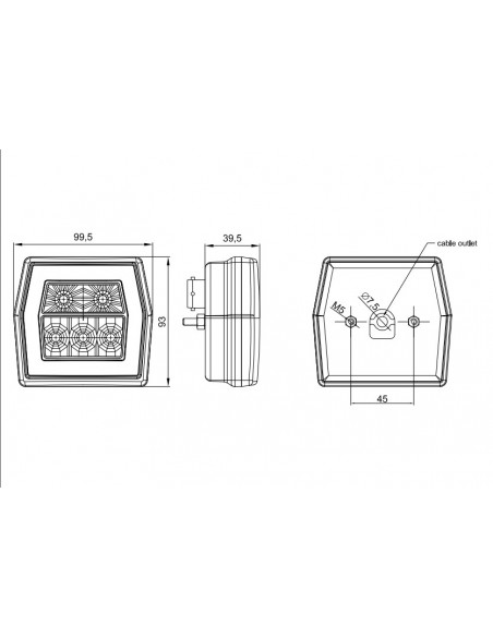 Faro Trasero LED 3 Funciones Posición Freno Intermitente Con Cable conector Bajonet 12-36V Remolque Camión 24V | LeonLeds