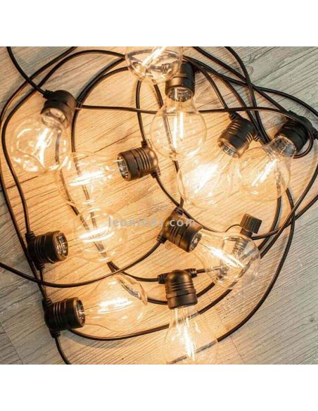 Pack 3 guirlandas Allegra pretas com cabo 2700k ou RGB 8m New Garden | Leon Iluminação LED