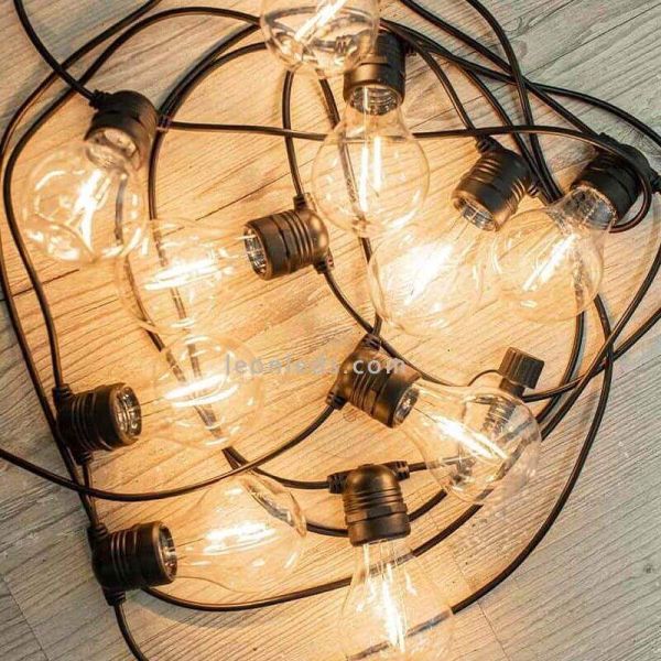 Pack 3 guirlandes Allegra noires avec câble 2700k ou RGB 8m New Garden | Éclairage LeonLeds