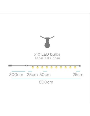 Pack 3 Guirnaldas Allegra negra con cable dimensiones New Garden | LeonLeds Iluminación