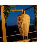 Lámpara colgante color madera portátil sin cables Saona 50 New Garden | LeonLeds Iluminación