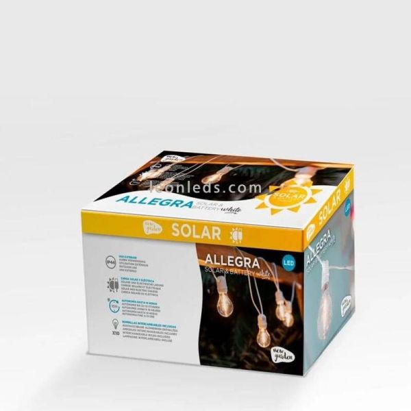Pack 3 guirlandes LED Allegra emballage solaire blanc New Garden | Éclairage LeonLeds