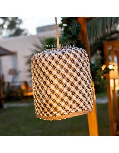 Lámpara hecha a mano colgante de techo portátil y recargable Benirrás New Garden | LeonLeds Iluminación