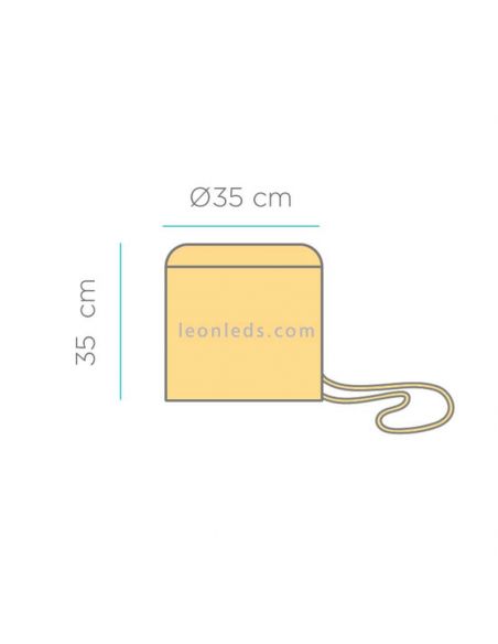 Lámpara de fibras naturales colgante portátil y recargable Benirrás dimensiones New Garden | LeonLeds Iluminación