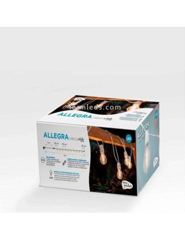 Pack 3 Guirnaldas LED Allegra white embalaje cable New Garden | LeonLeds Iluminación