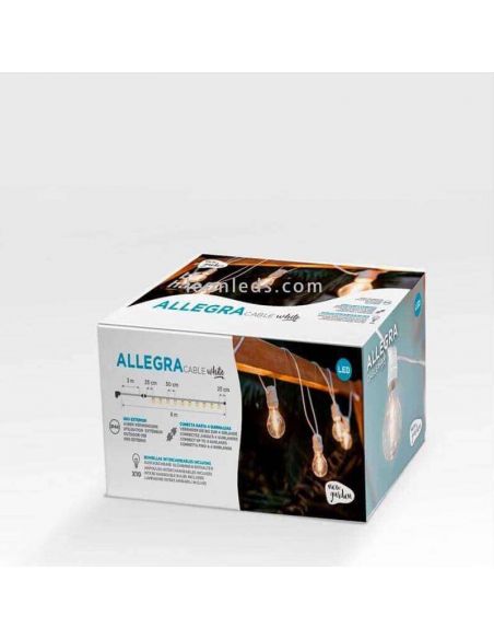 Pack 3 Guirnaldas LED Allegra white embalaje cable New Garden | LeonLeds Iluminación