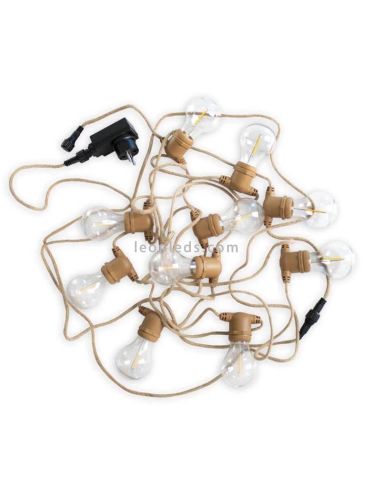 Lot de 3 guirlandes LED en jute Allegra avec câble de 8 m New Garden | Éclairage LeonLeds