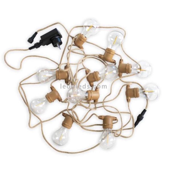 Set 3 Guirnaldas LED Allegra jute con cable 8m New Garden | LeonLeds Iluminación