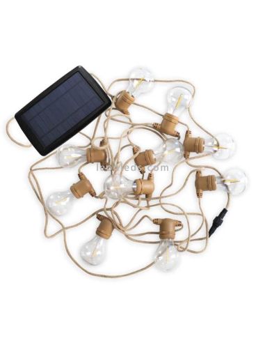 Conjunto de 3 guirlandas LED Allegra juta solar 8m New Garden | Leon Iluminação LED