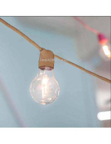 Set 3 Guirnaldas LED Allegra jute con cable 8m New Garden | LeonLeds Iluminación