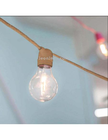 Set 3 Guirnaldas LED Allegra jute con cable 8m New Garden | LeonLeds Iluminación