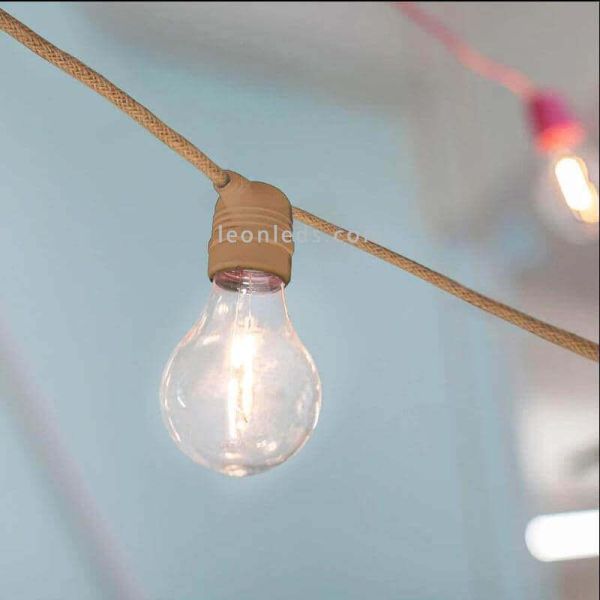 Set 3 Guirnaldas LED Allegra jute con cable 8m New Garden | LeonLeds Iluminación