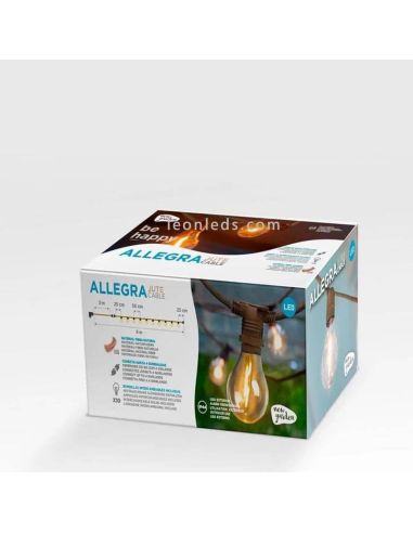 Lot de 3 guirlandes LED Allegra jute avec câble 8m packaging New Garden | Éclairage LeonLeds