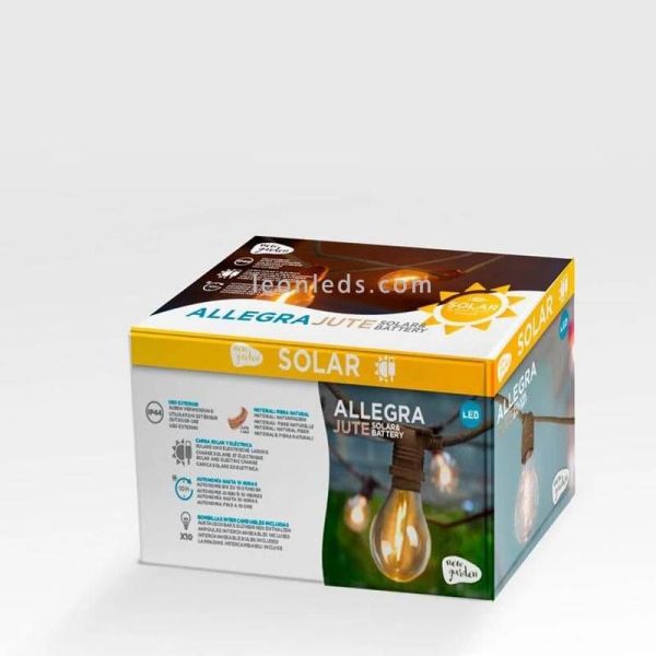 Set 3 Guirnaldas LED Allegra jute solar embalaje 8m New Garden | LeonLeds Iluminación