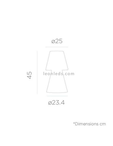 Lámpara de mesa LED grande Lola 45 portátil RGB dimensiones| LeonLeds Iluminación