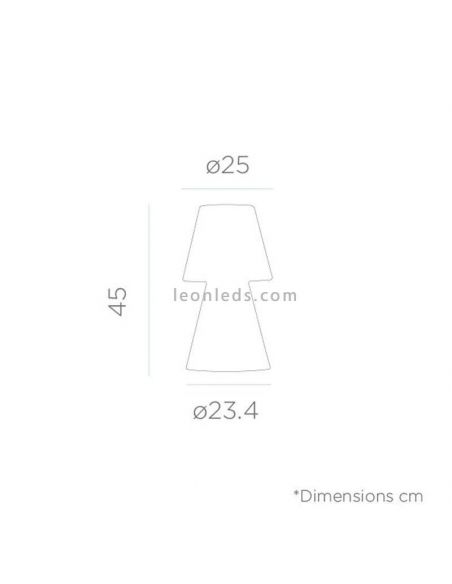 Lámpara de mesa LED grande Lola 45 portátil RGB dimensiones| LeonLeds Iluminación