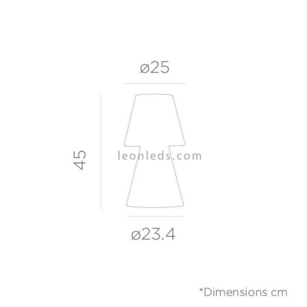 Dimensions de la grande lampe de table LED portable Lola 45 RVB | Éclairage LeonLeds