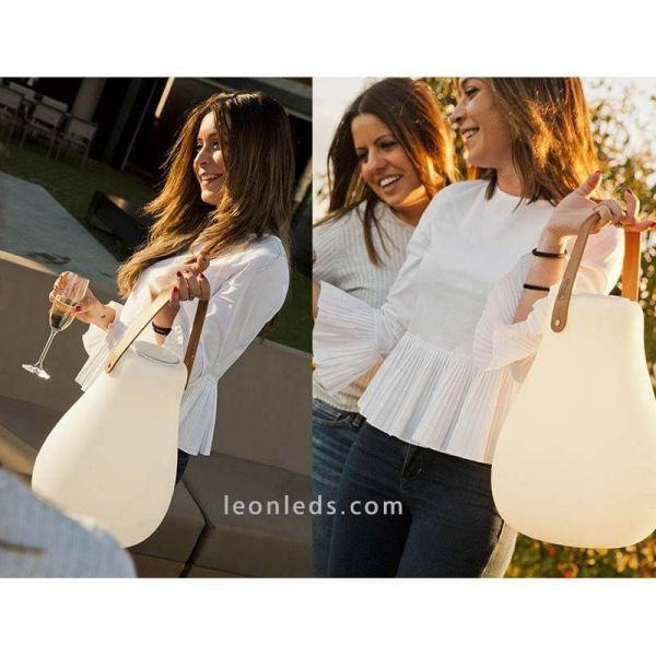 Lampe de table portable d'extérieur à LED pour terrasses et fêtes avec haut-parleur Kurby Play New Garden | Éclairage LeonLeds