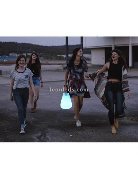 Lámpara de sobremesa LED exterior portátil altavoz conexión dispositivo bluetooh Kurby Play New Garden | LeónLeds Iluminación
