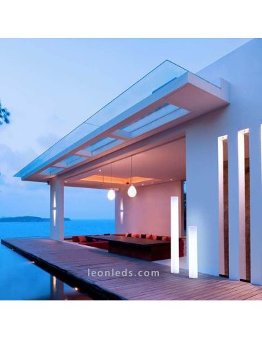 Lámpara de pie LED exterior cilíndrica cálida 100Cm Fity foto de ambiente New Garden | LeónLeds Iluminación