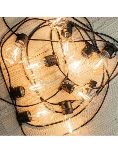 Set de 3 guirnaldas LED Allegra solar + batería negra exterior