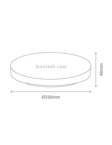 Plafonnier extérieur LED rond blanc IP44 24W Canadien | Éclairage LeónLeds | mesures du plafonnier