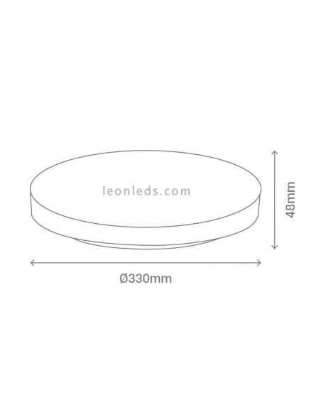 Lâmpada de teto LED ao ar livre redonda branca IP44 24W canadense | LeónIluminação Leds | medidas da luminária de teto